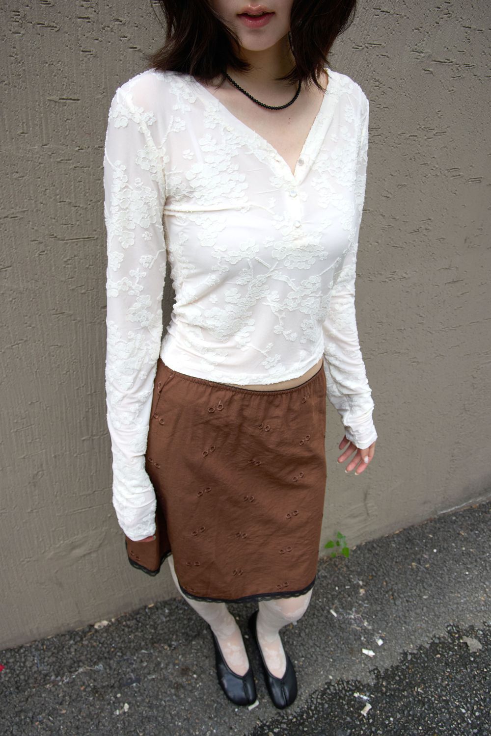 [Early Autumn] Jacquard Textured Long-Sleeve Top