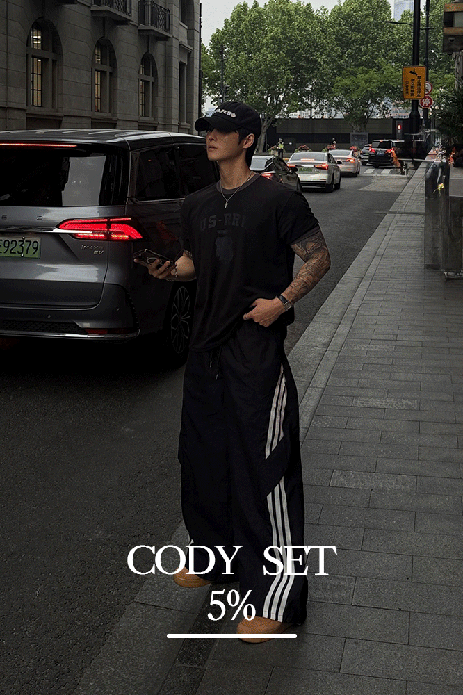 [CODY SET] 옌 US 크랙 링거 반팔티 + 카이 립 테크 트랙 나일론 팬츠